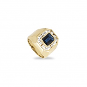 Yellow Gold Sapphire & Diamond Ring 1.25ct
